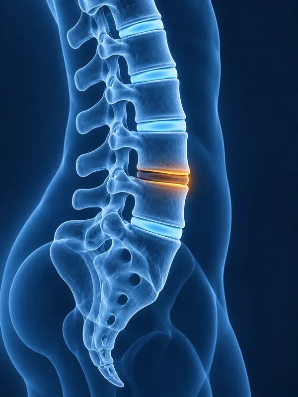 Spine image with the affected area highlighted
