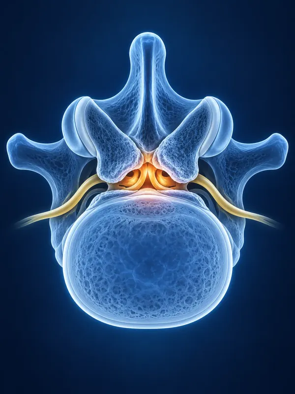 Spine image with the affected area highlighted
