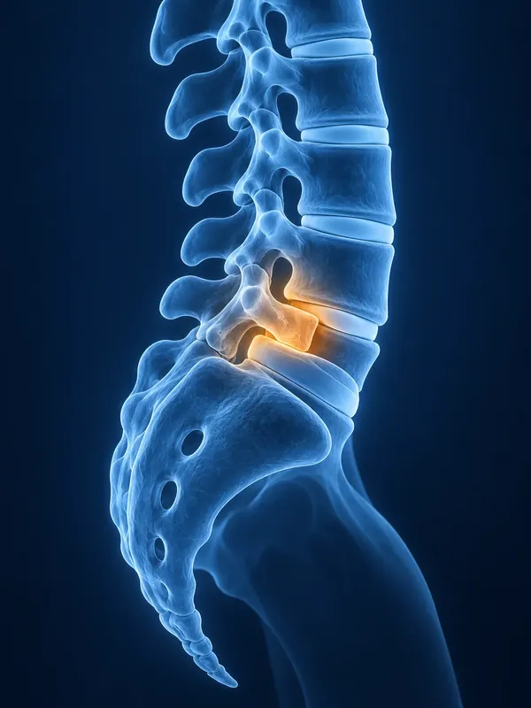 Spine image with the affected area highlighted